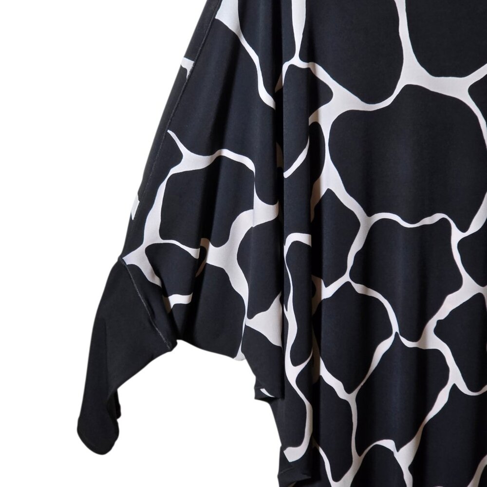 Eva Varro Top Womens Large Black/White Abstract Batwing Tunic Made USA/Artsy - Picture 4 of 12